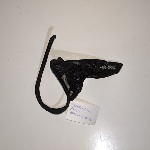 Mens Sexy lace C-string in black - Picture 1 of 2